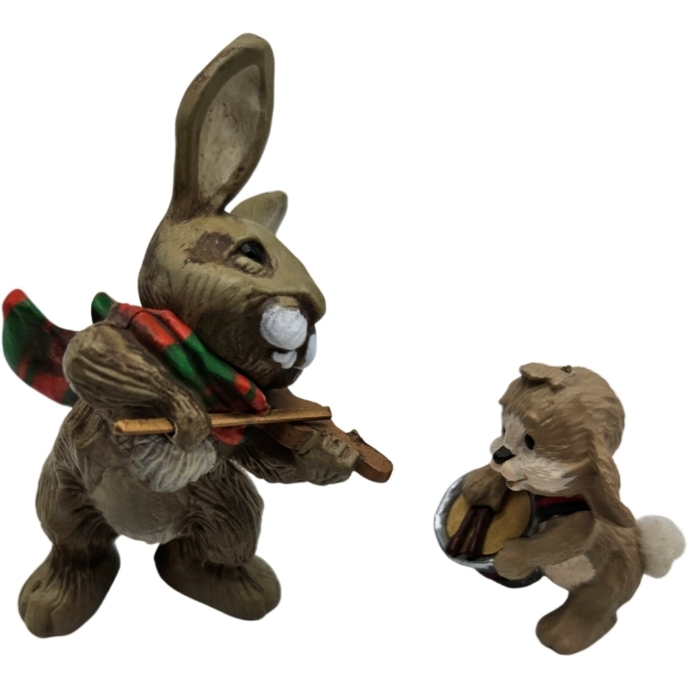 Brown Resin Musician Rabbit Duo